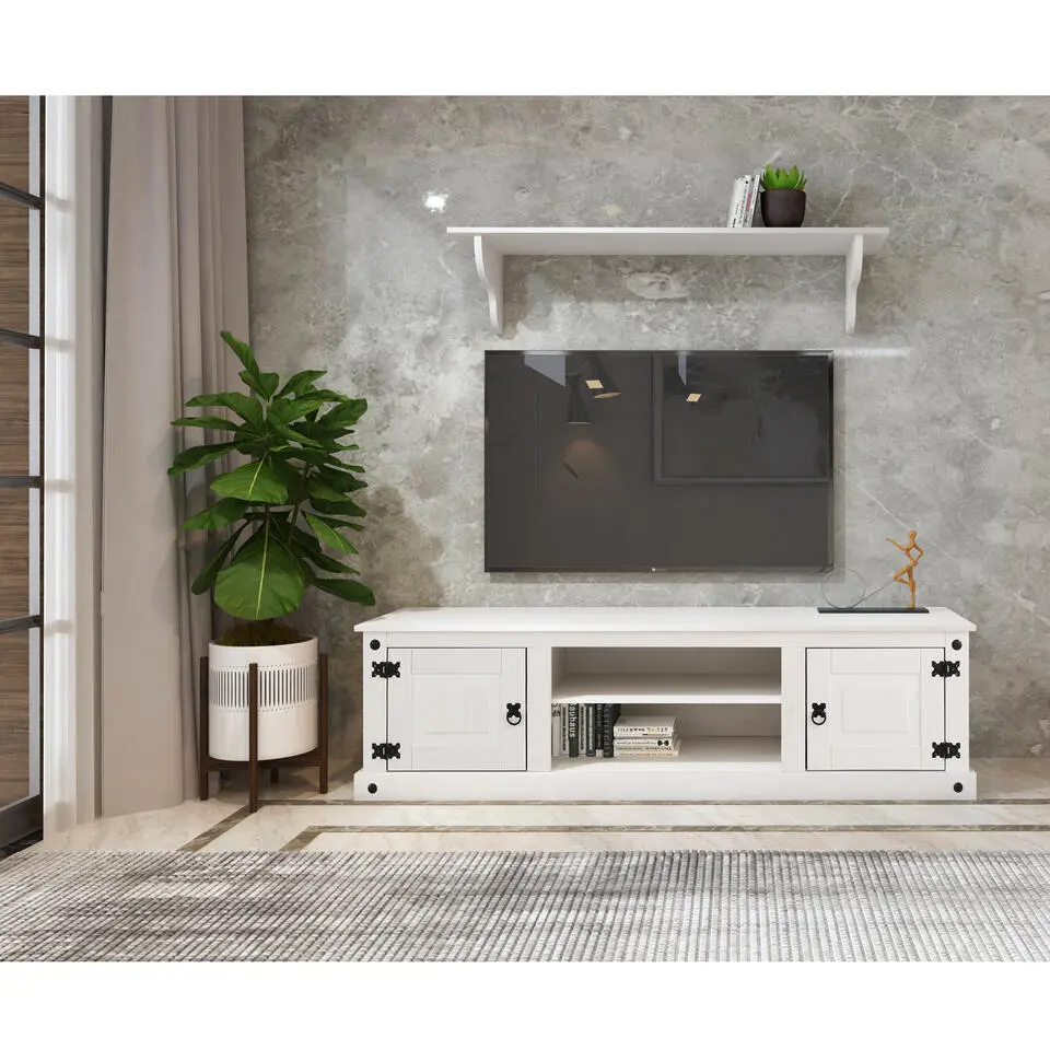 Mexico - TV-meubel 160cm met 2 laden in wit grenen