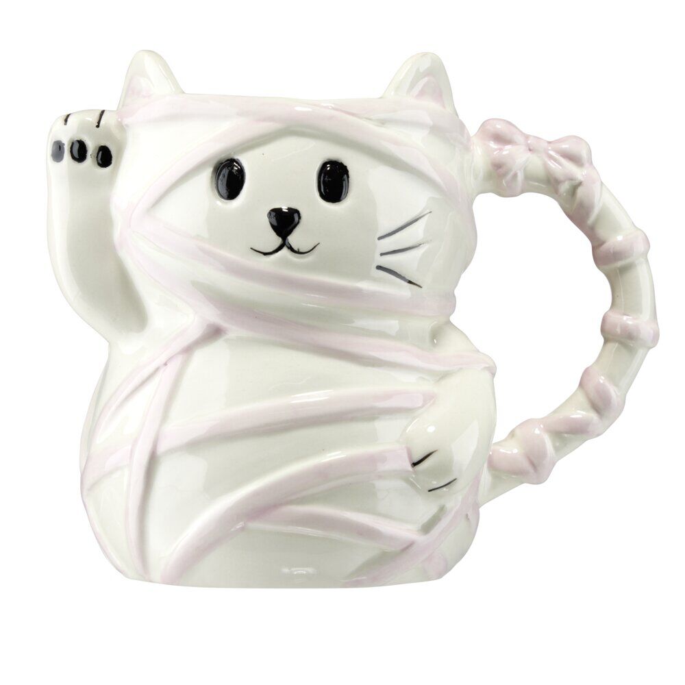 Mug Halloween 50cl chat momie mignon dolomite blanc