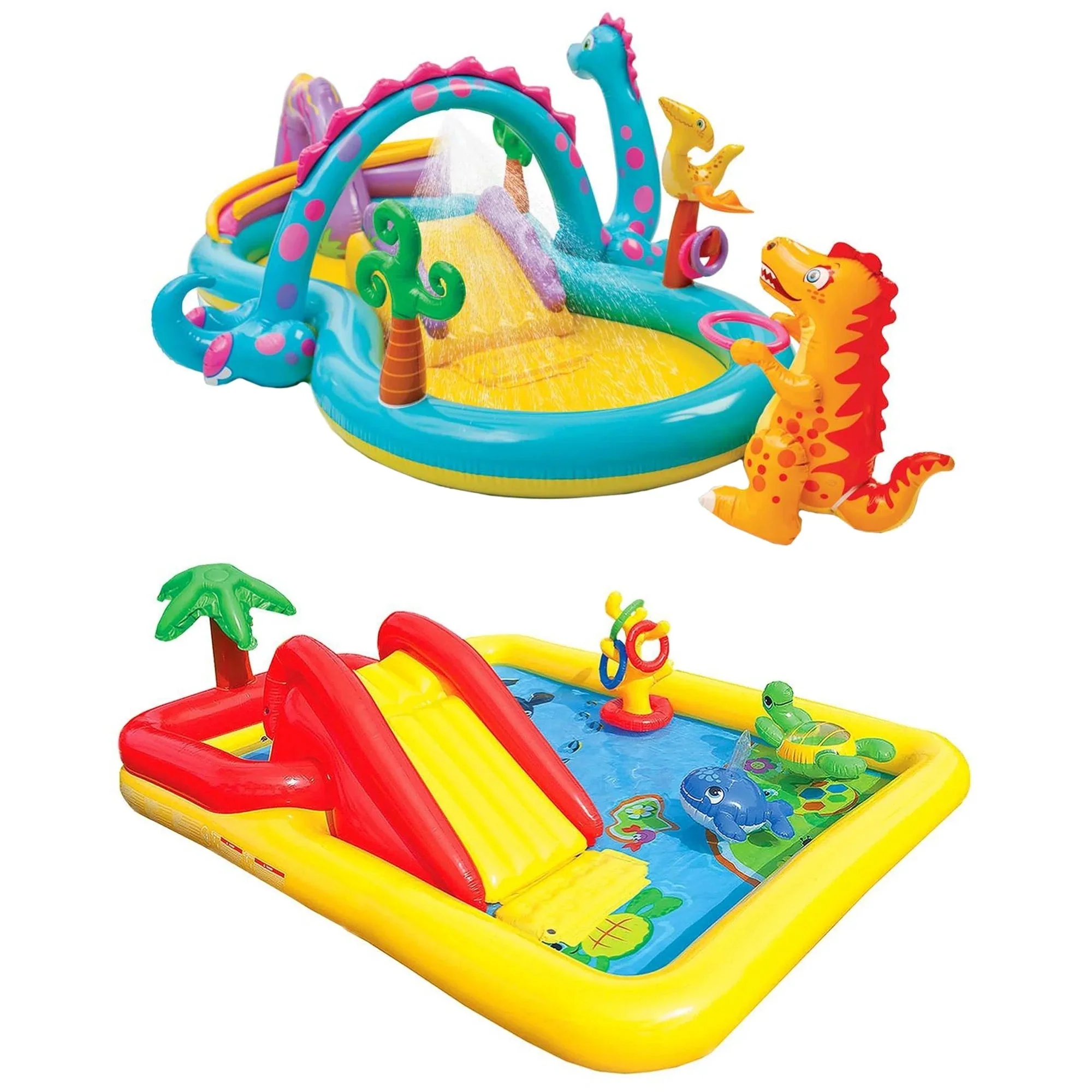 Dinoland Kiddie Inflatable Pool & Inflatable Ocean Backyard Kiddie Pool