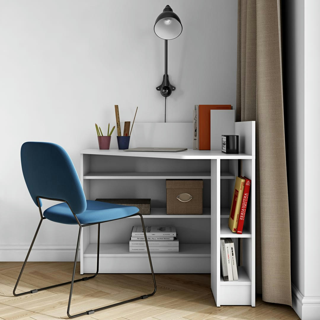 WALL - Bureau effet bois blanc