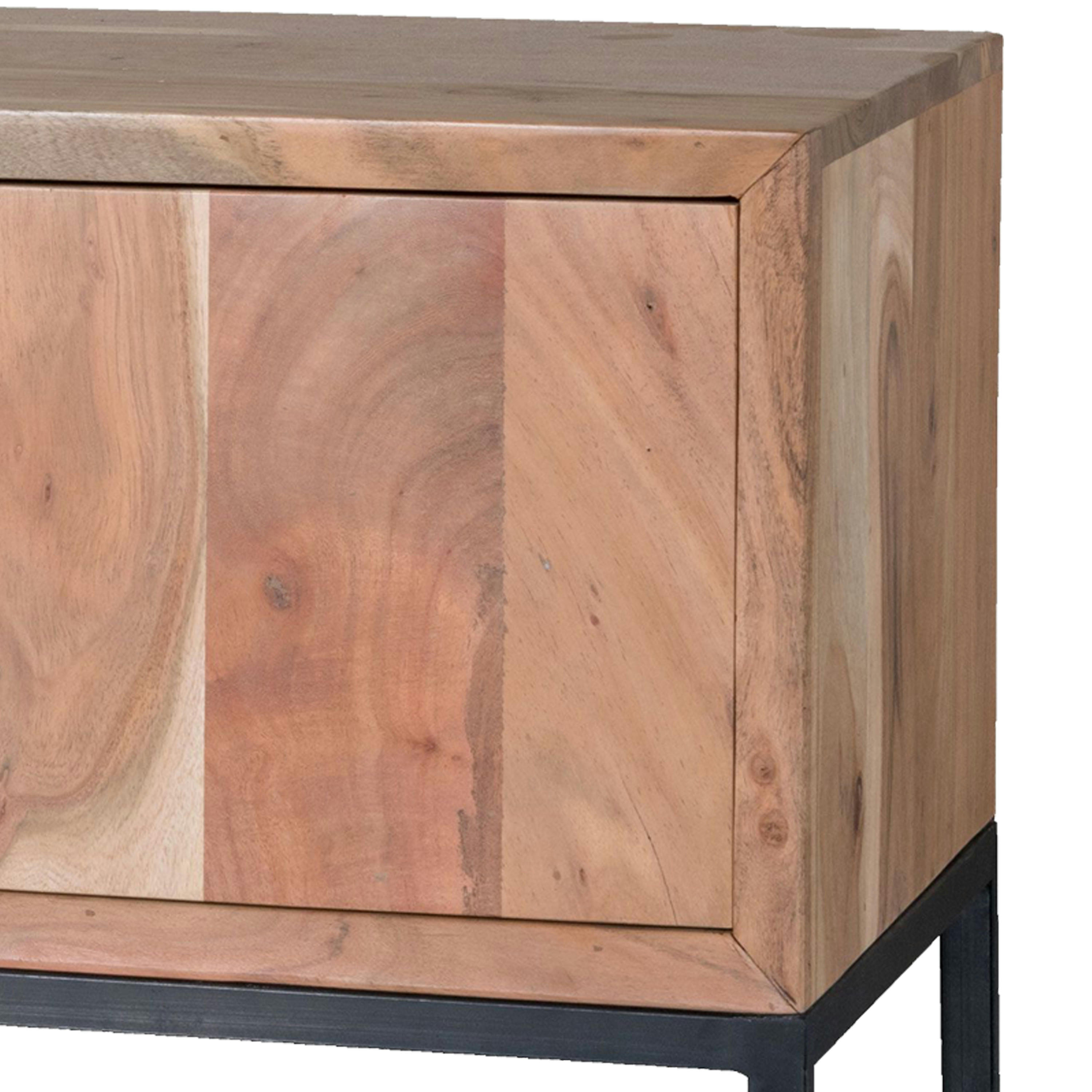 URBAN - URBAN-Meuble TV 1 porte 2 tiroirs en bois dAcacia massif et métal noir