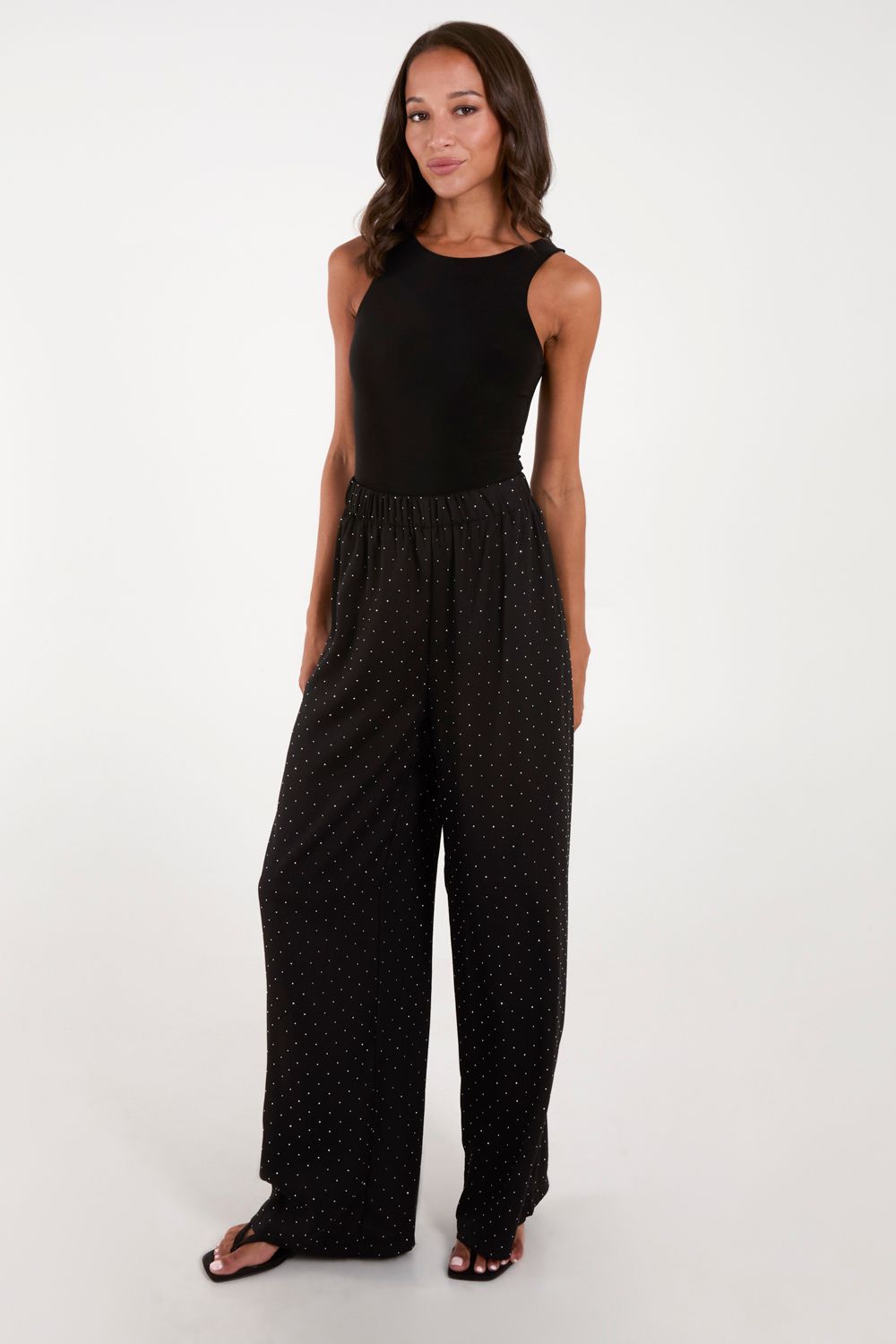 Blue Vanilla Studded High Waist Trousers