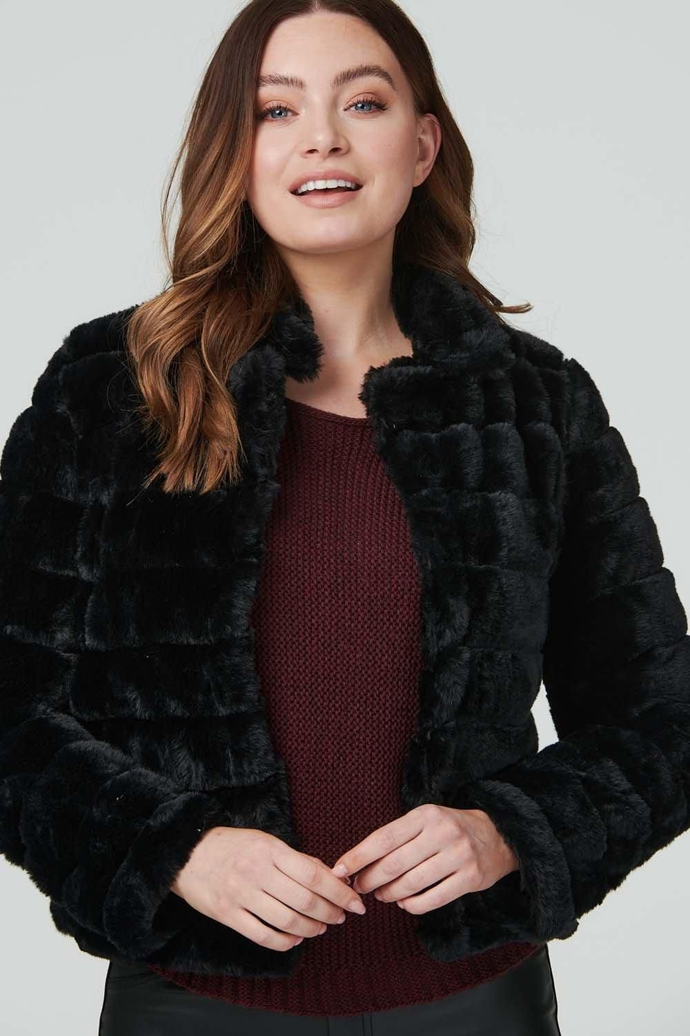 Izabel London Faux Fur Cropped Jacket