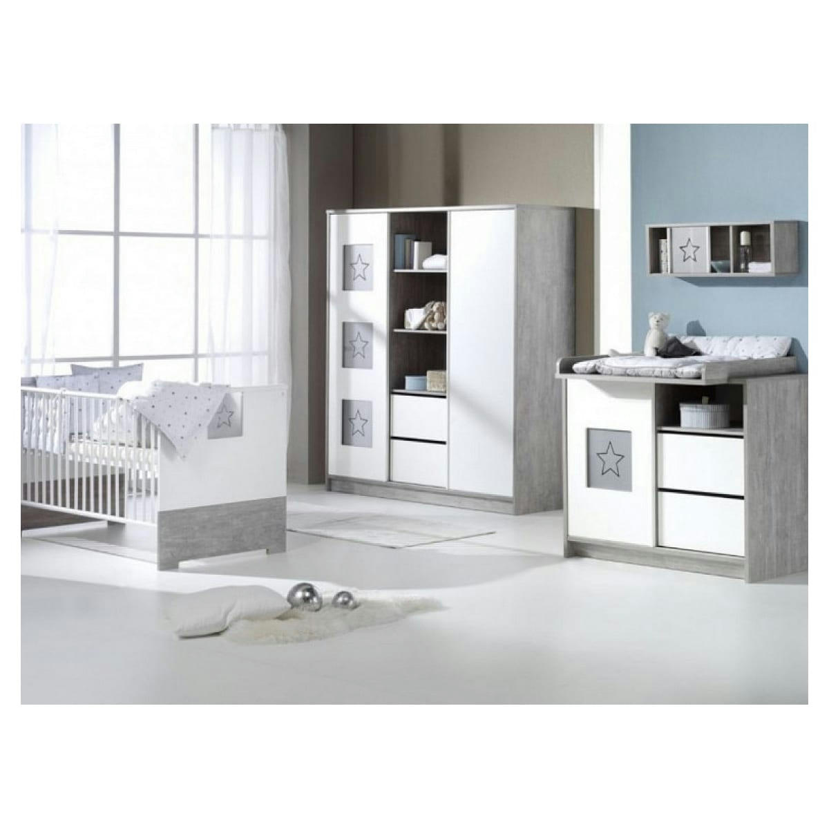 ECO STAR - Étagère murale bois gris et blanc