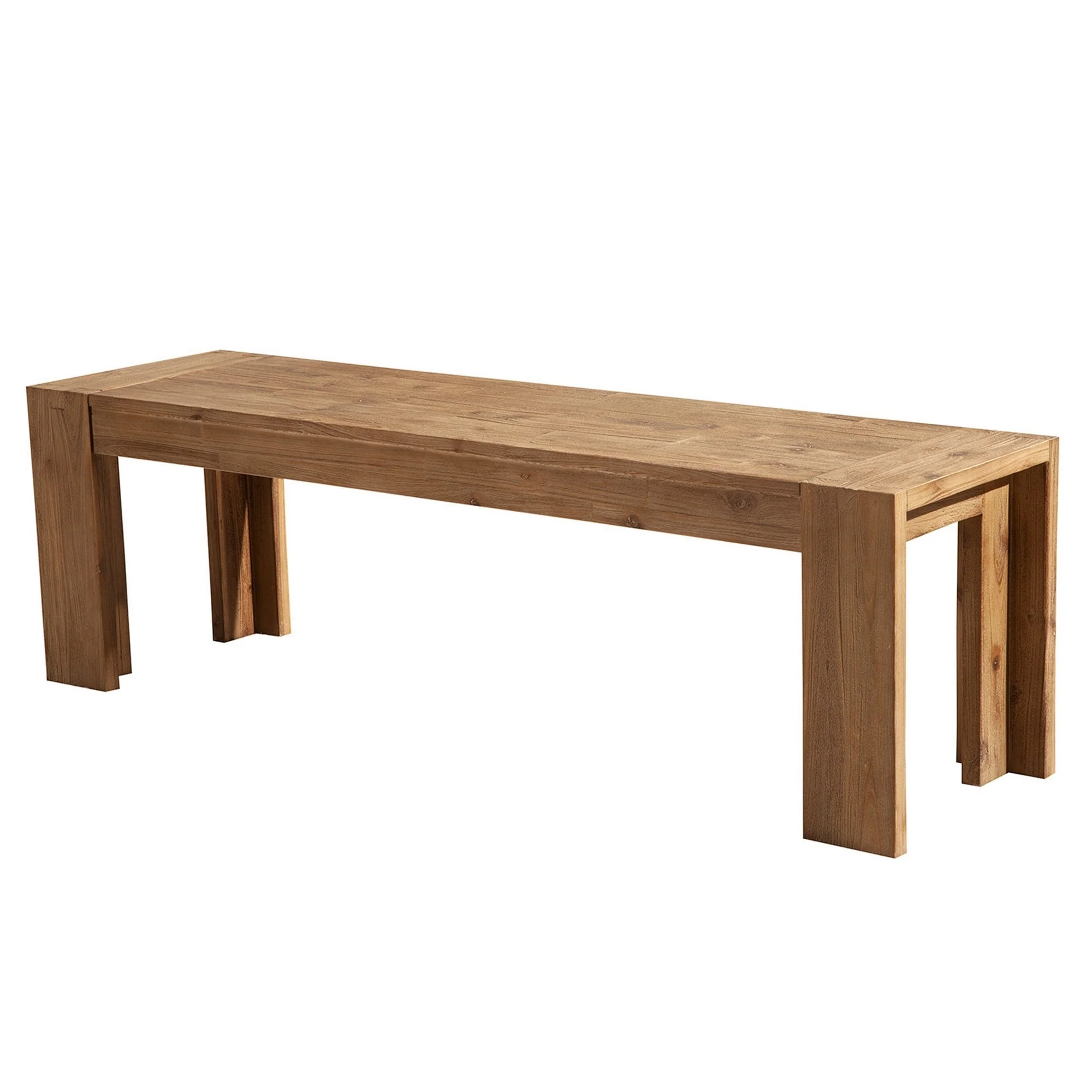 Solid Acacia Wood Bench with Bracket Legs, Brown