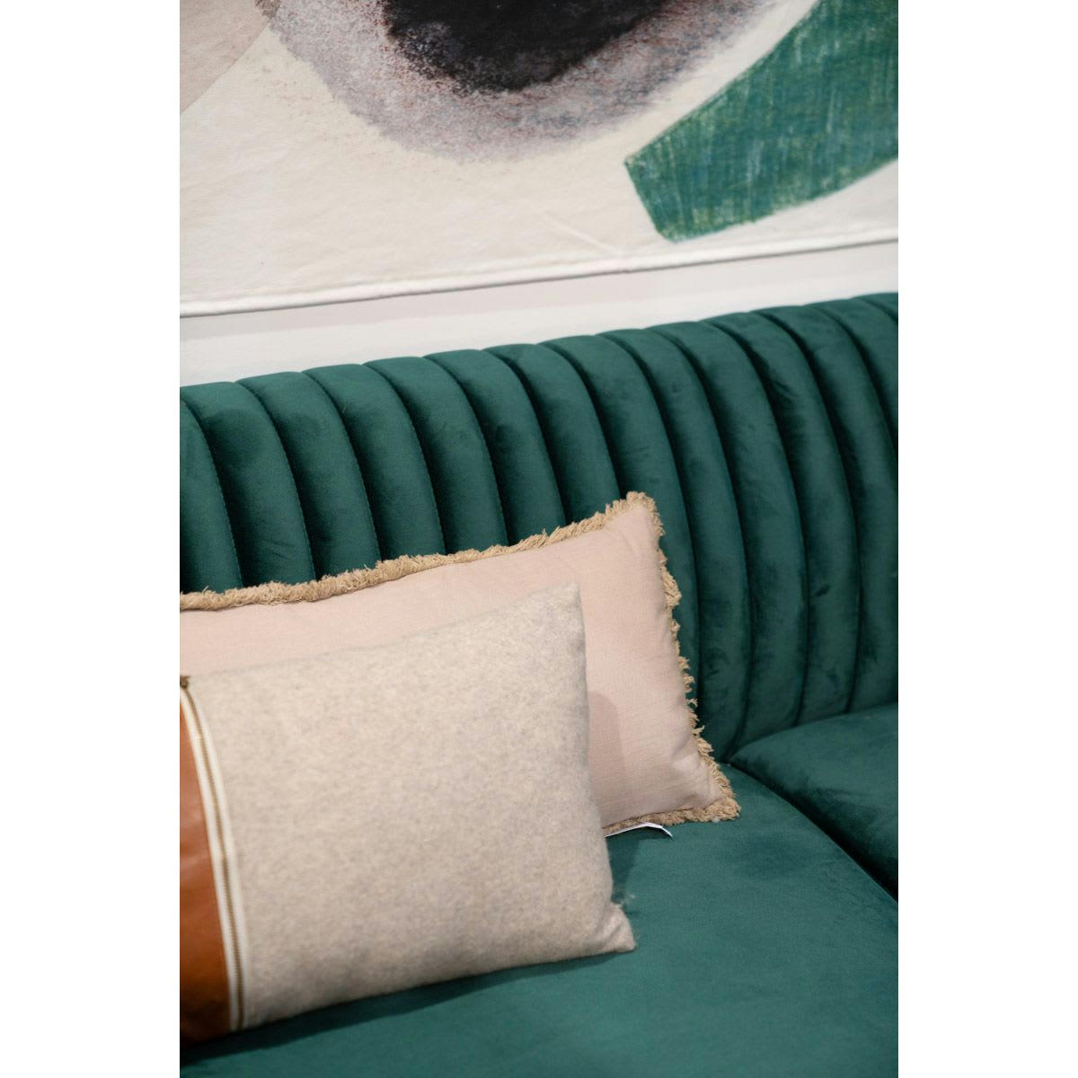 FORKS - Coussin gris et cuir marron