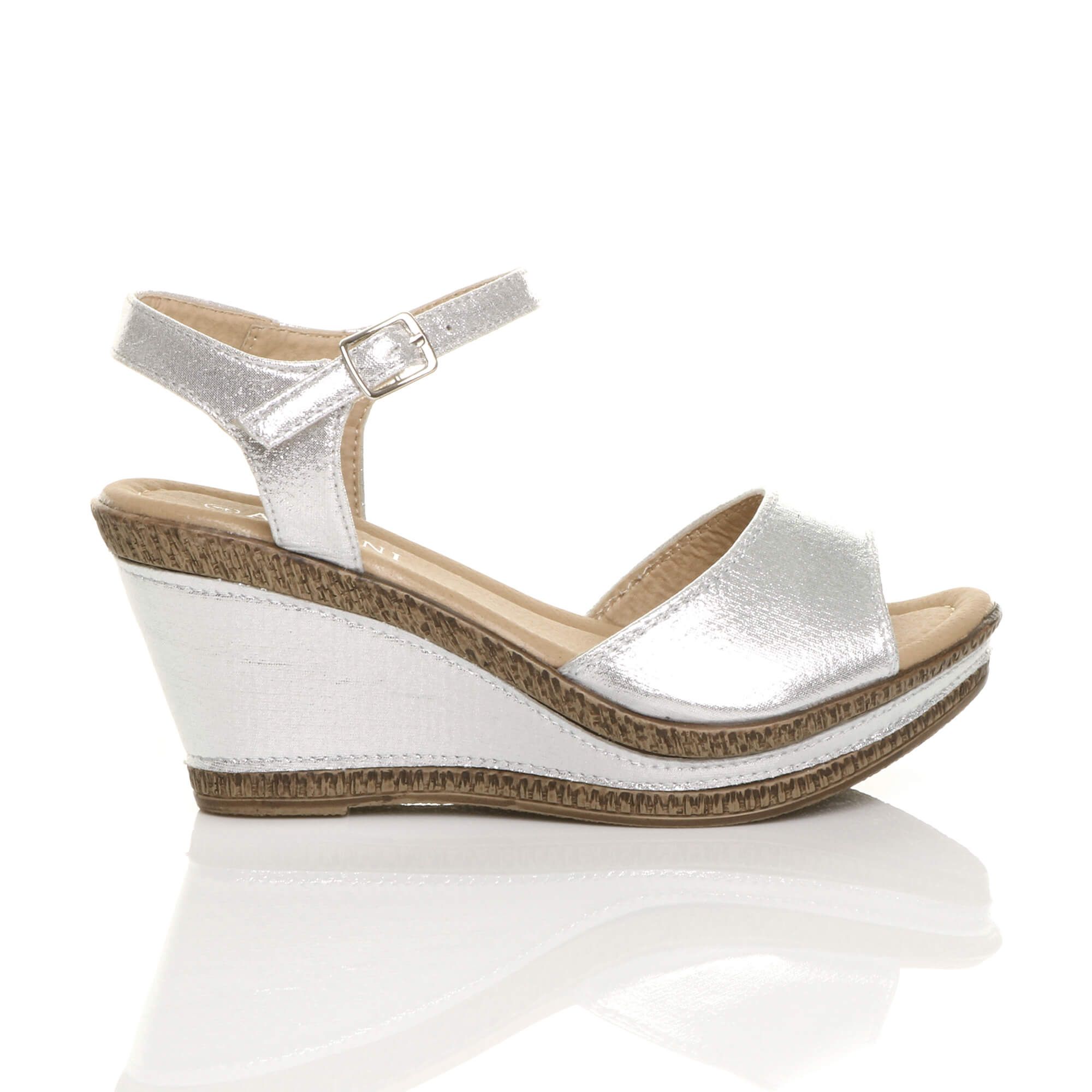 AJVANI High Wedge Heel Ankle Strap Cork Sandals