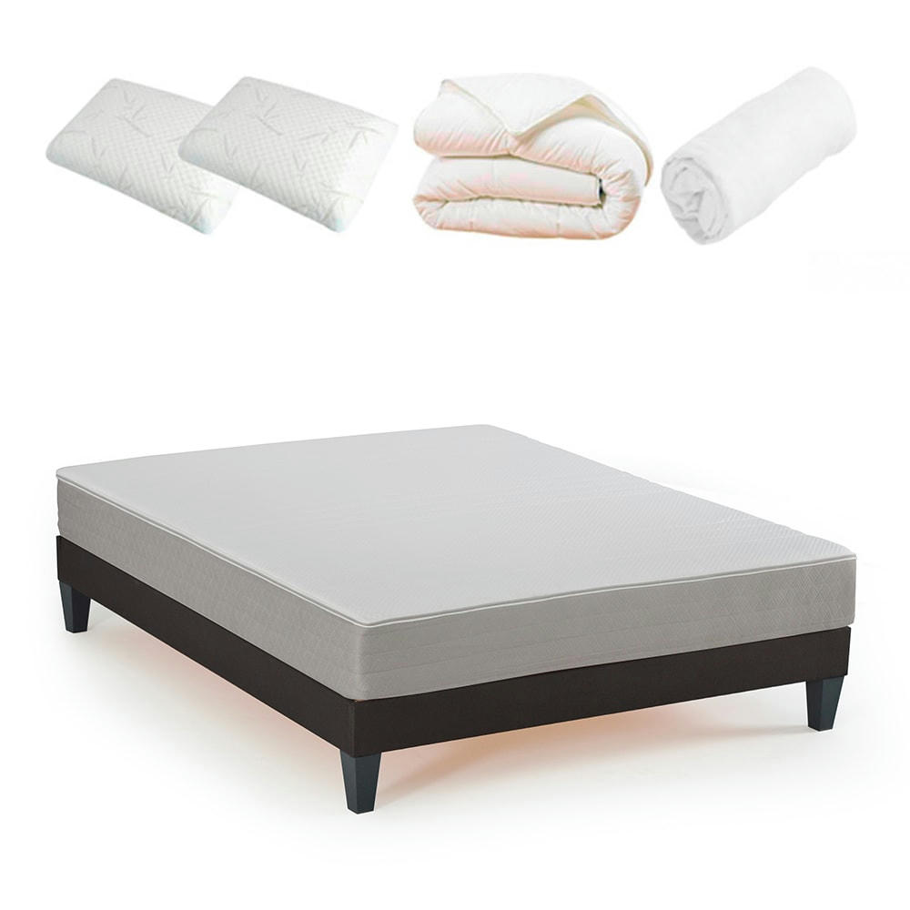 ATHENA - Ensemble  160x200  Matelas Mousse HD + Sommier + Accessoires