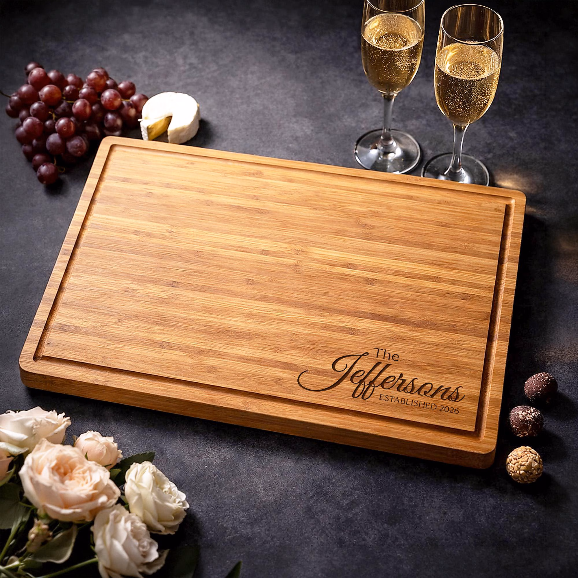 Personalized Cutting Board, Wedding Gift, Engraved Bamboo Charcuterie Board, Custom Couple Gift, Anniversary Bridal Shower,Housewarming Gift