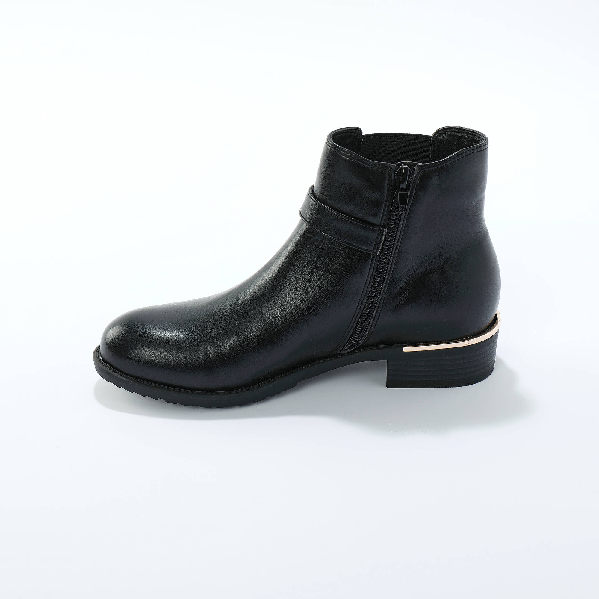 Boots élastiquée zippée, cha&icirc;ne dorée