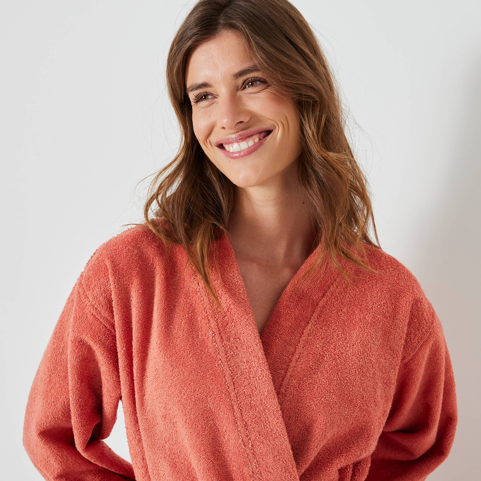 Peignoir court adulte col kimono éponge bouclette