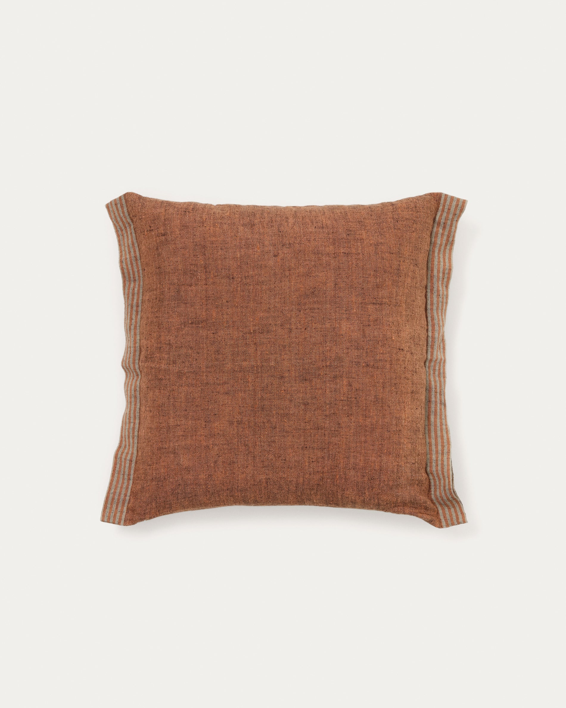 Niven orange 100% melange linen cushion cover with side stripes 45 x 45cm