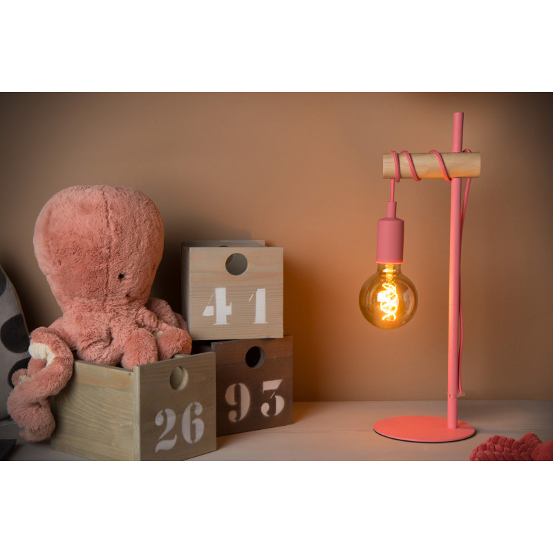Lampe à poser Paulien rose E27 60 W LUCIDE