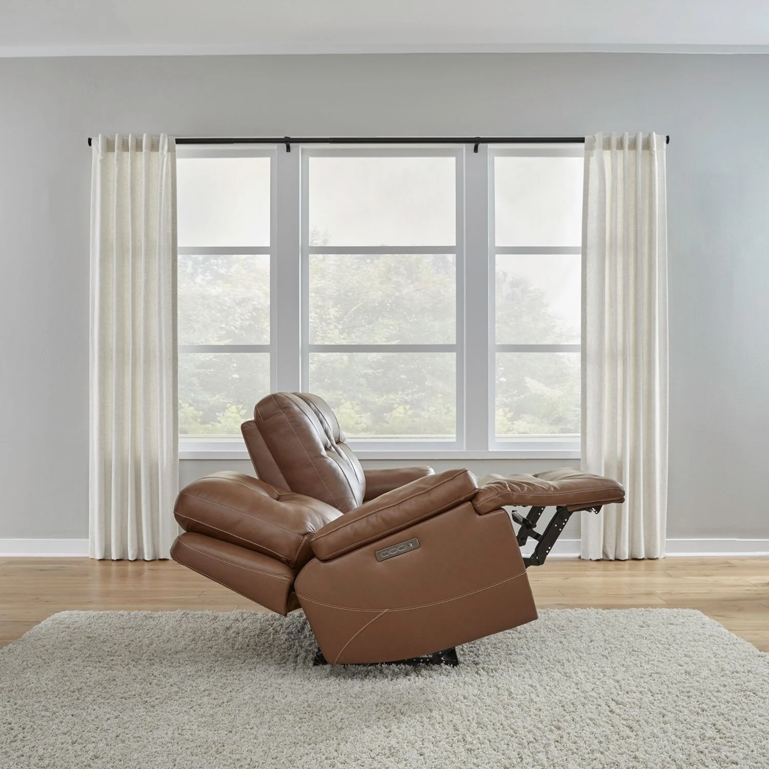 Liberty Furniture Cameron Power Reclining Sofa Brown Leather - Width 89 x Depth 39 x Height 41