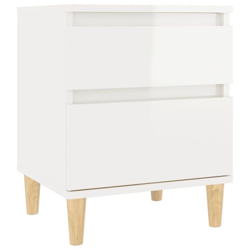 NNEVL Bedside Cabinets 2 pcs High Gloss White 40x35x50 cm