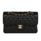 Chanel Classic Flag Bag Small Classic Double Flap Black Caviar Gold Hardware