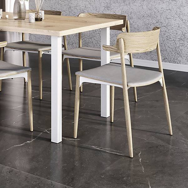Emuca Lot de 4 pieds de table carrés, 50x50mm, Acier, Peint en blanc