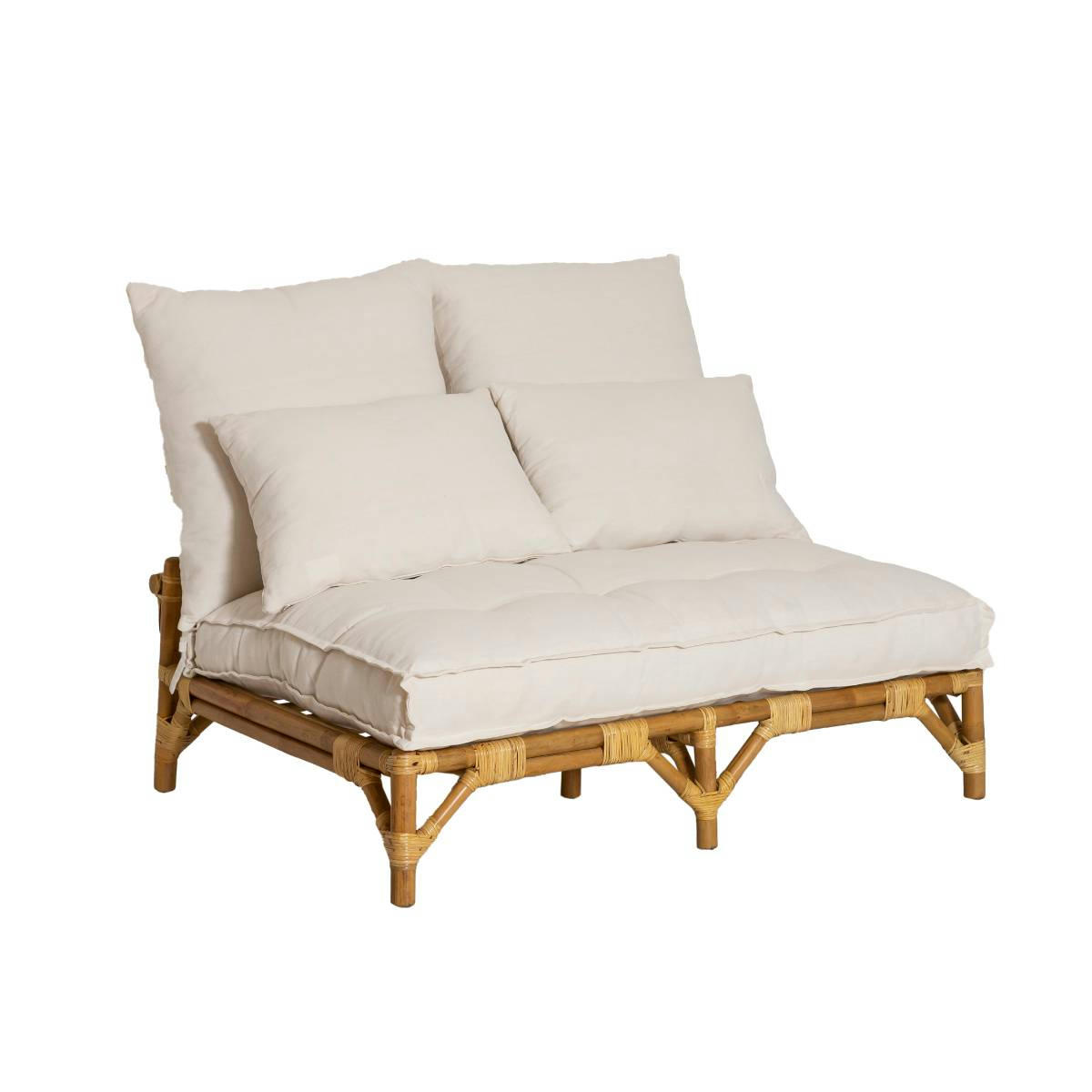 ELISA - Canapé en rotin blanc 115 cm