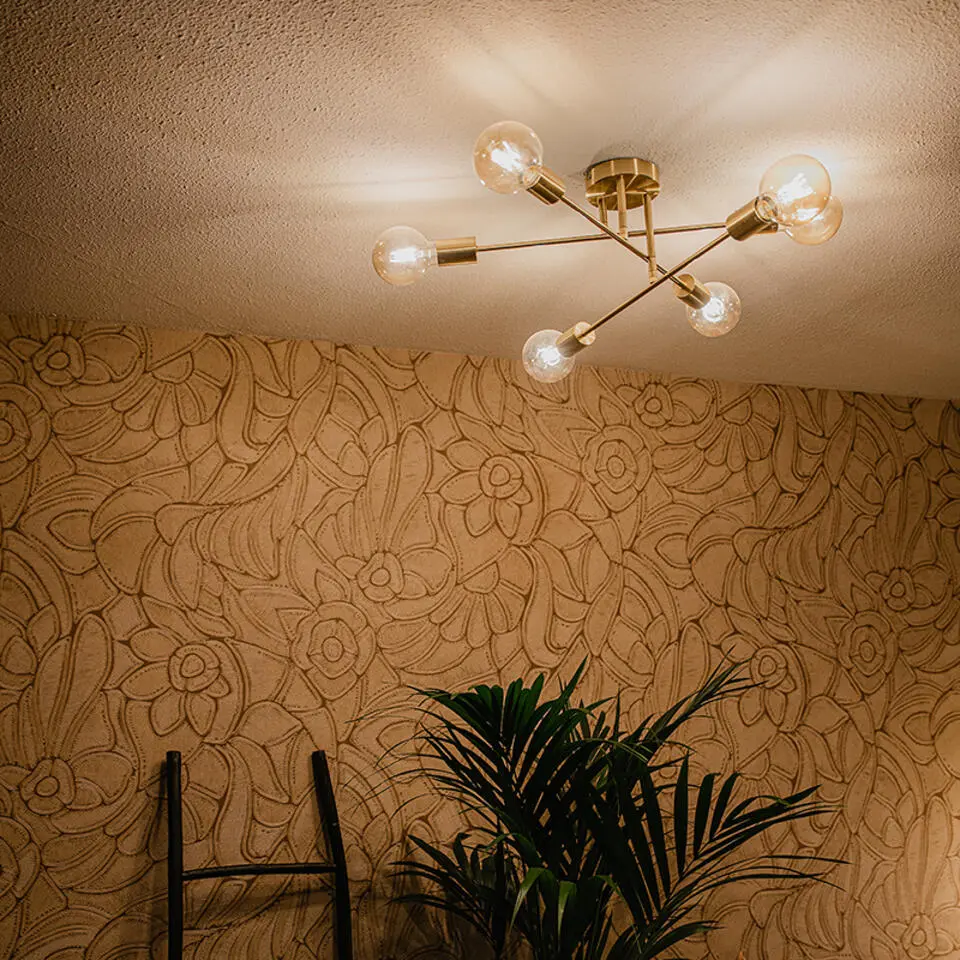 Qazqa plafondlamp met meerdere armen sydney goudkleurig e27