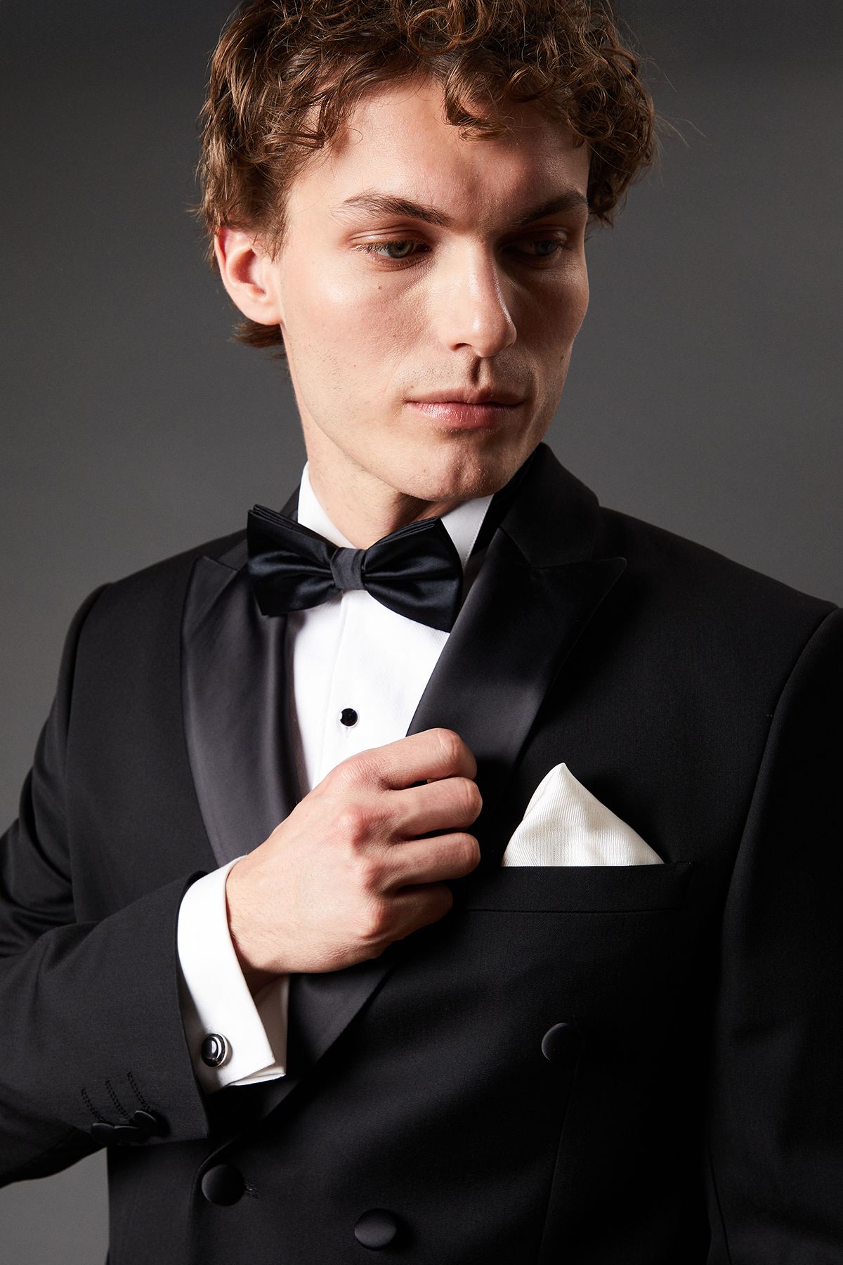 Burton Black Bow Tie, Silk Pocket Square And Cufflink Set