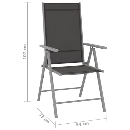 NNEVL Folding Garden Chairs 2 pcs Textilene Black