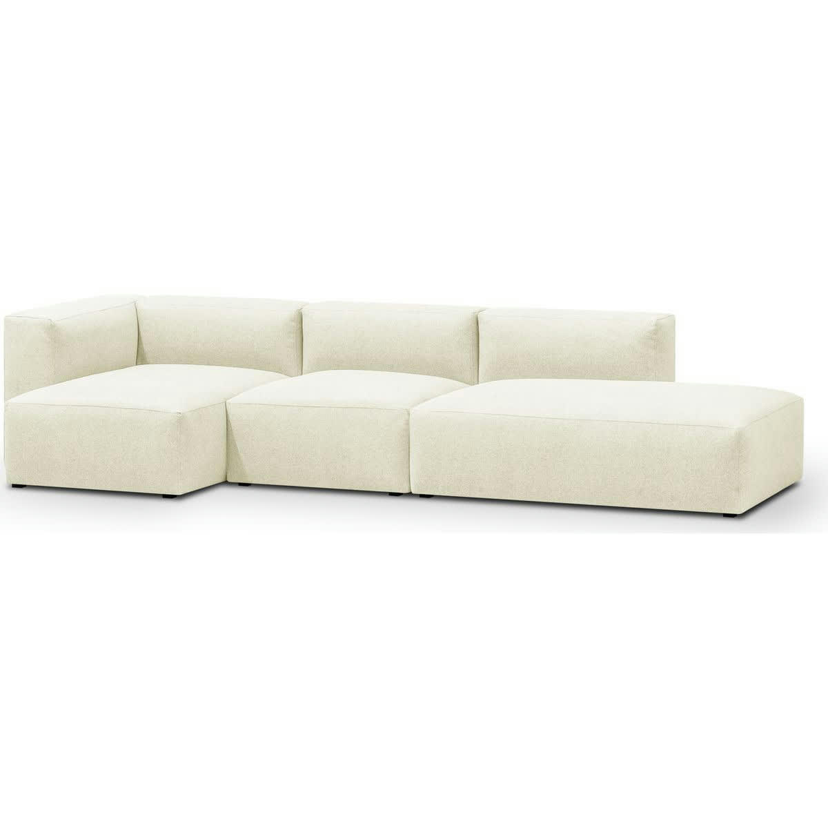 MODULO NEW - Canapé modulable angle gauche 5 places en tissu ivoire