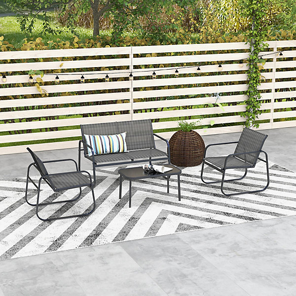 Ensemble salon de jardin 2 fauteuils canapé 2 places table basse