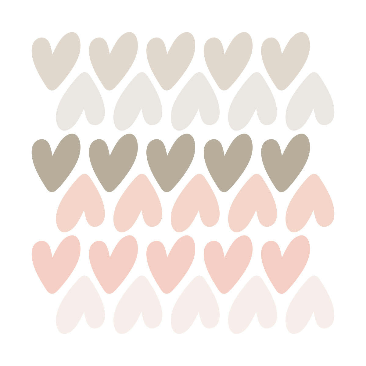 RAINBOWS3 - Stickers mureaux en vinyle petits coeurs rose et gris tourterelle