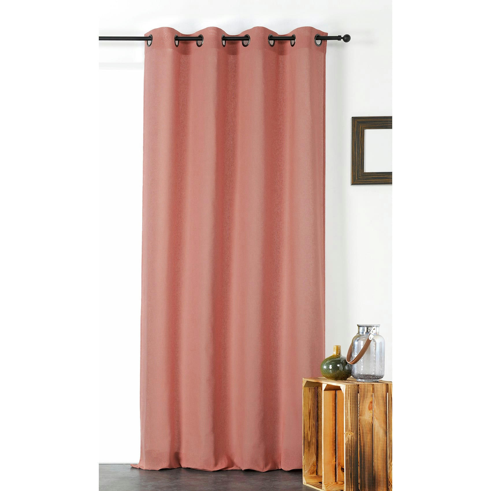 - Voilage uni melisse coton rose clair 140x240 cm