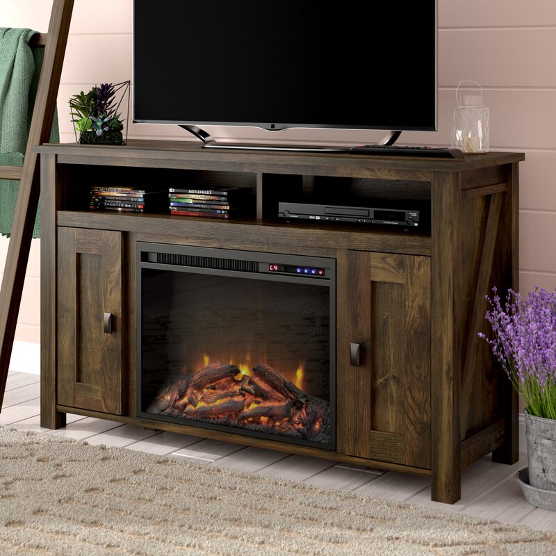 Whittier TV Stand for TVs up to 50 with Electric Fireplace Included