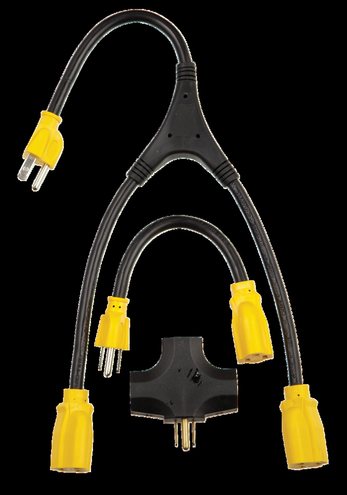 NOMA Extension Cord Adaptor Kit 3-pk, 6 Flexible Grounded Outlets, Y-adaptor, pigtail and 3-outlet adaptor