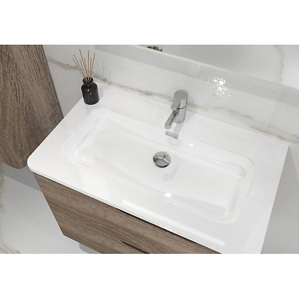 Meuble vasque LUNA Bois Foncé 80 cm - SANS miroir