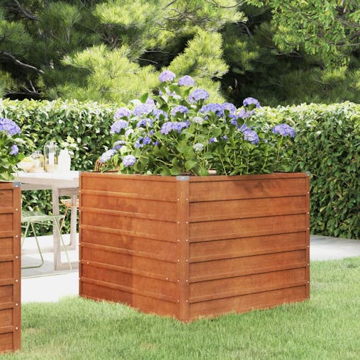 NNEVL Garden Raised Bed Rusty 100x100x77 cm Corten Steel