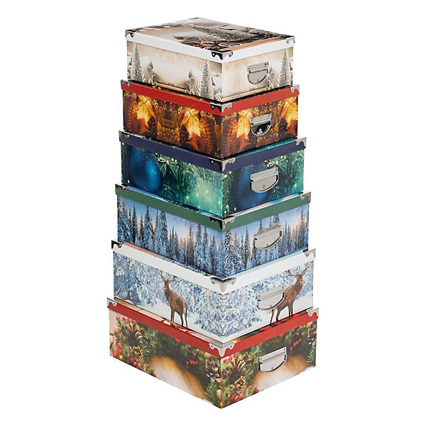 Lot de 16 boîtes rectangles imprimées tradition - Atmosphera