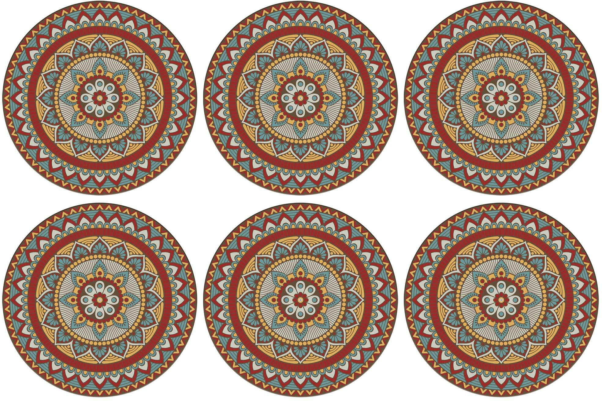 - Set de table rond mandala 38 cm (lot de 6) coloré