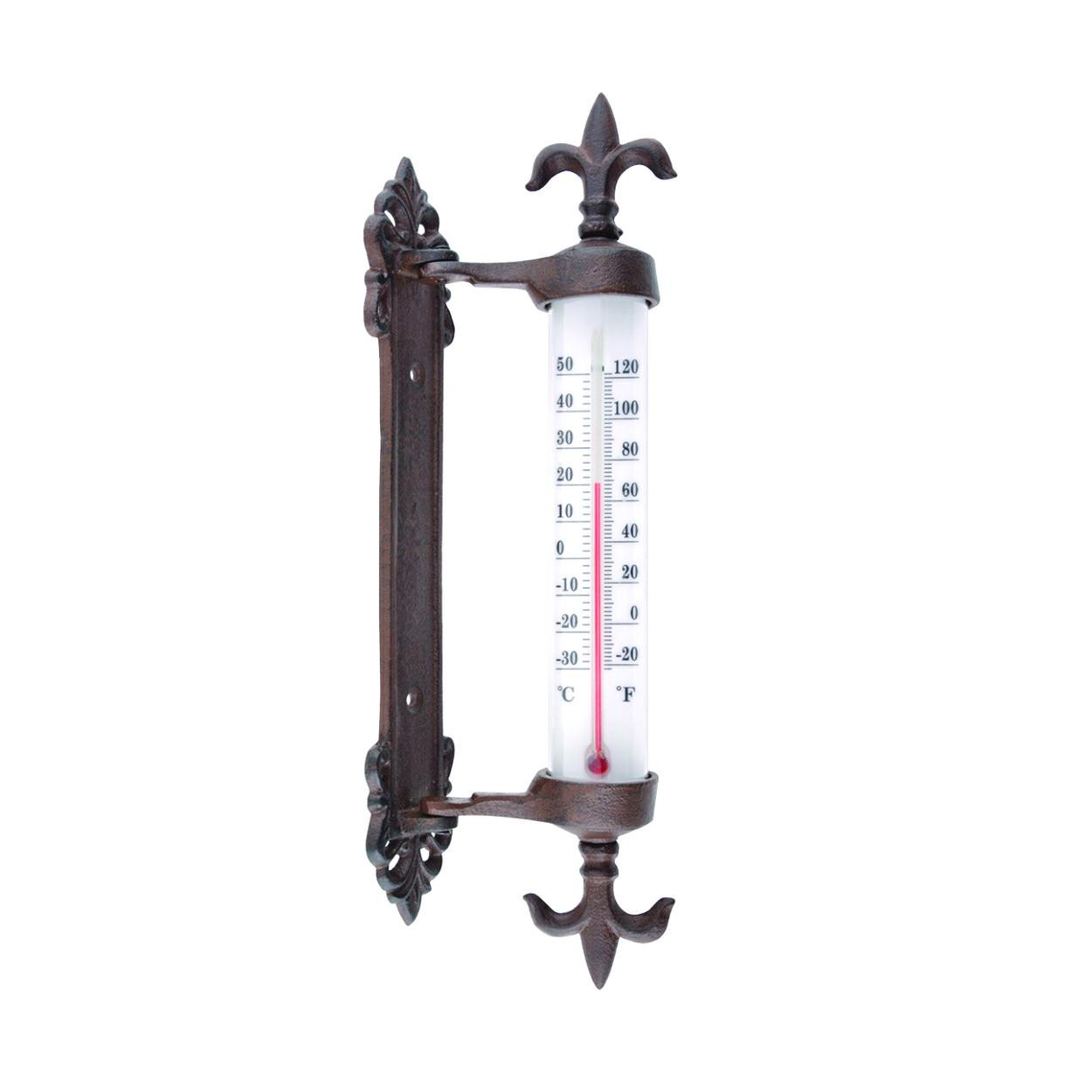 Termometr ścienny żeliwny brązowy 30 cm duży ozdobny