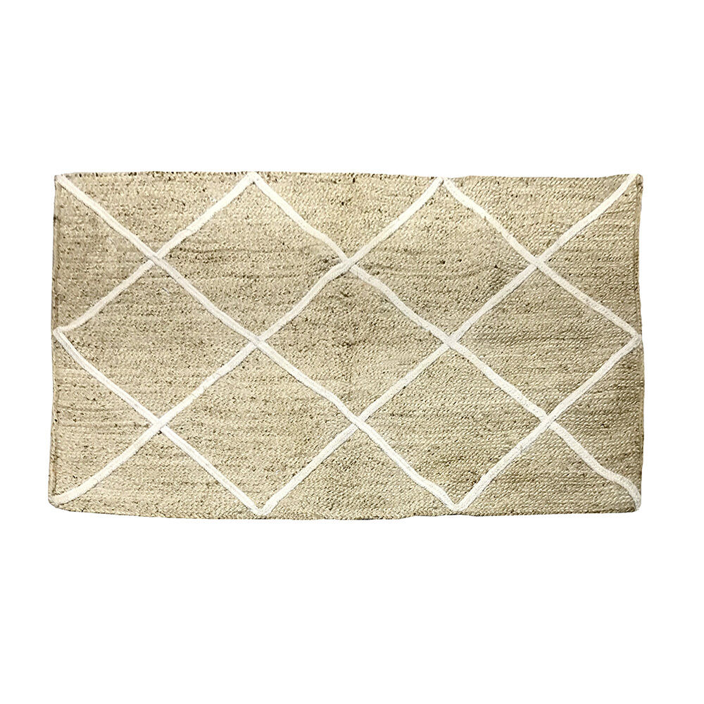 Tapis rectangulaire en jute motif tufté beige blanc 120x170 cm