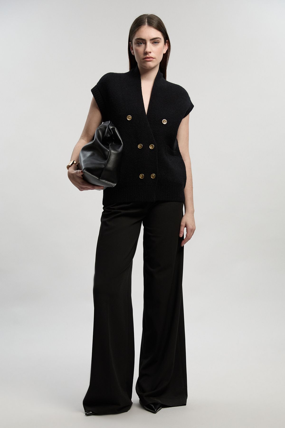 KarenMillen Knit Button Detail Sleeveless Tank Top