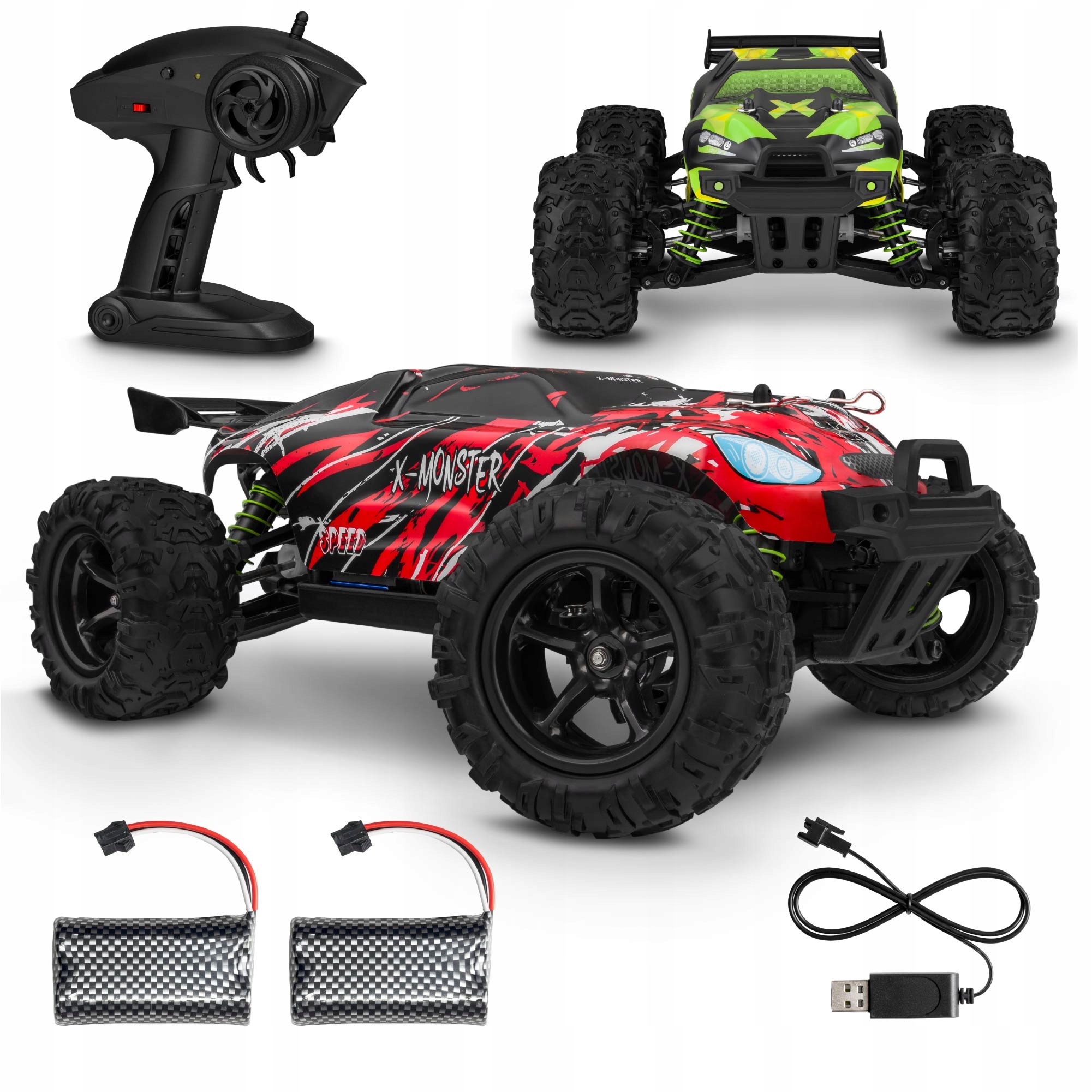 Samochód zdalnie sterowany RC 40min 100m 4x4 30km/h 2xbateria 1:18 +OBUDOWA