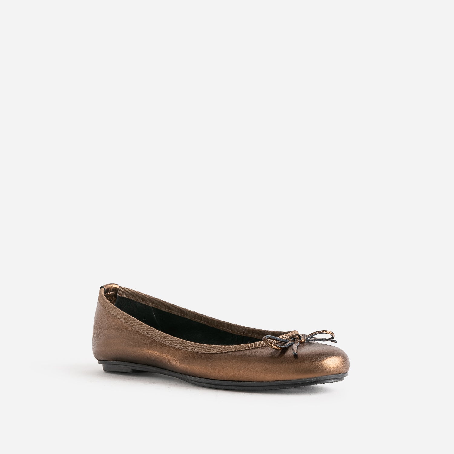 Ballerine bronze en cuir à petit nœud
