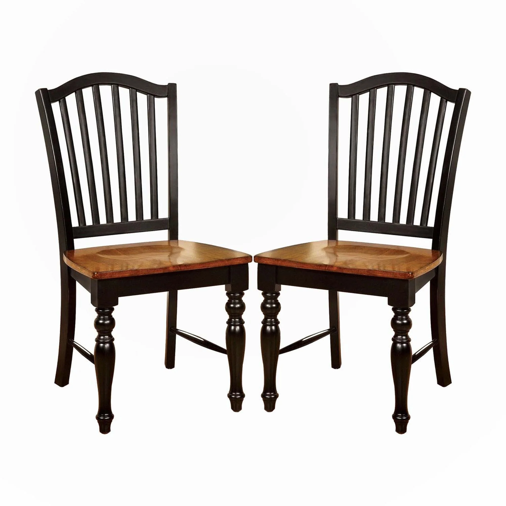 Set of 2 Chairs in Black and Oak Finish