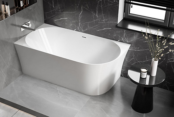 Baignoire îlot NOVA SLIM LINE acrylique - montage gauche - Avec robinet mitigeur 8028, Avec siphon, 150x78cm