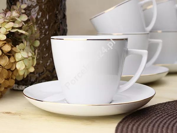 Filiżanka ze spodkiem 0,35 L/17,5 cm Waza - Modern WA-08z złota linia