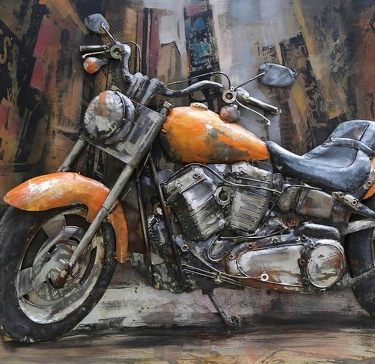 MÉTAL BRASS - Tableau relief en métal custom jaune 120x80