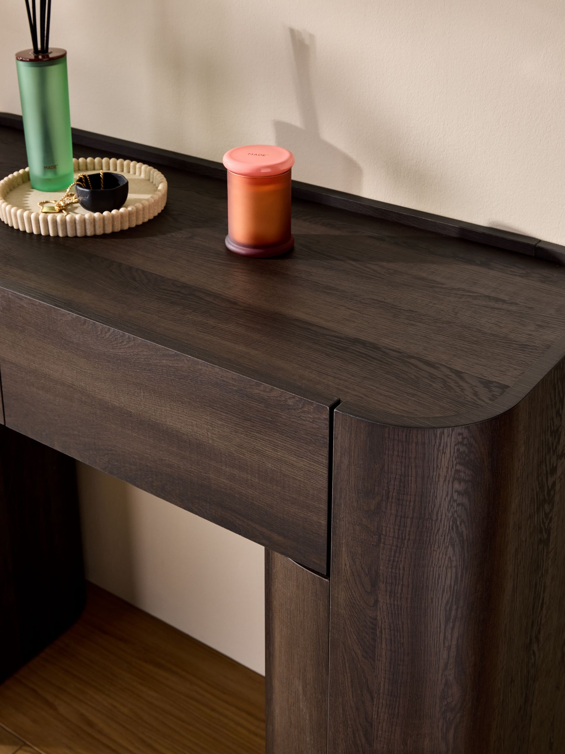 Kain 2 Drawer Console Dressing Table in Dark Wood Effect