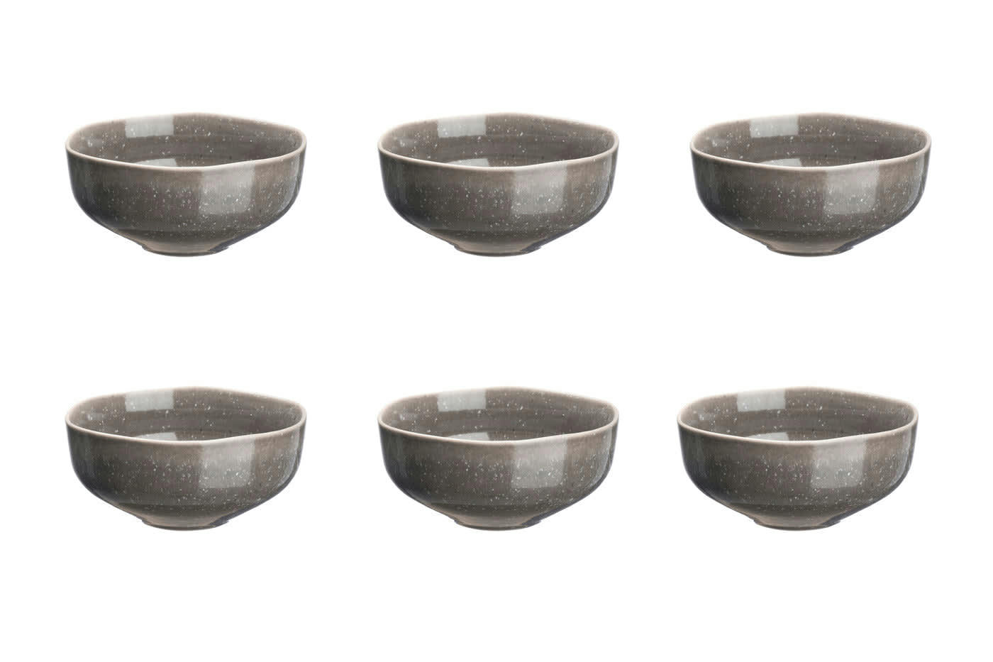 REACTIV - Lot de 6 bols petit-déjeuner en grès gris D14