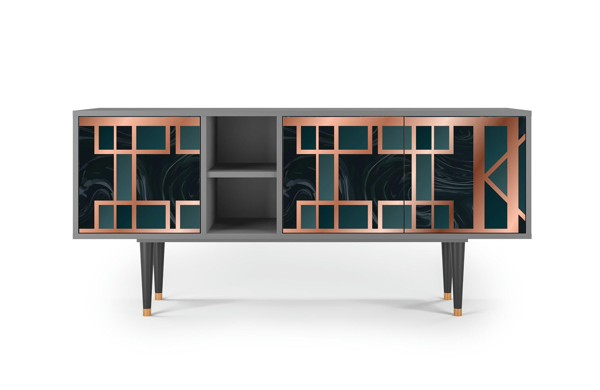 EMERALD METRO - Meuble TV  bleu-vert 3 tiroirs L 150 cm