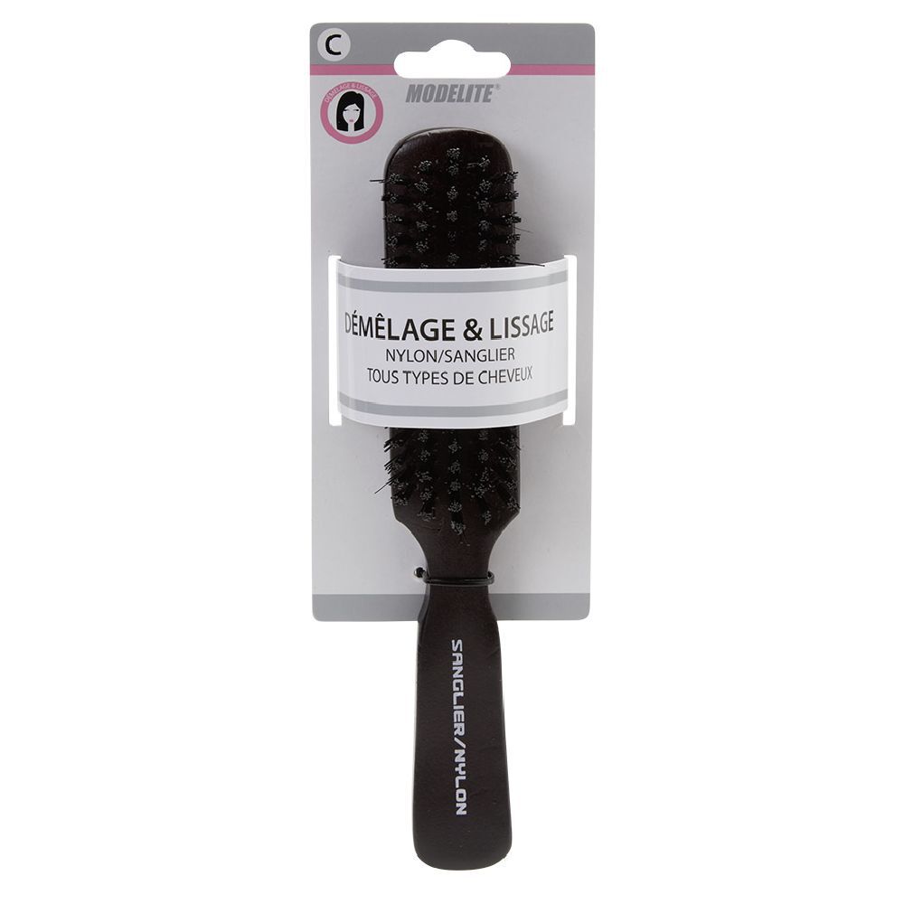 Brosse plate multi-usages en bois nylon/sanglier