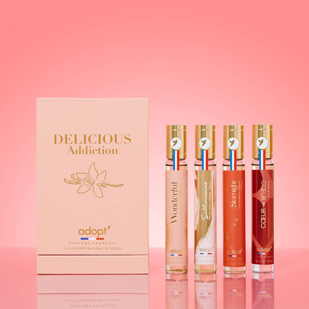 Delicious AddictionCoffret 4 eaux de parfums Wonderful 30 ml   Sublimissime 30 ml   Starnight 30 ml   Cœur à cœur 30 ml
