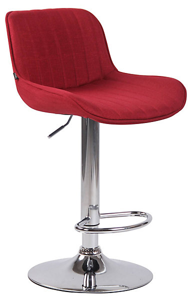 Lot De 2 Tabourets De Bar Lentini En Tissu, Chaise Haute De Bistrot Avec Repose-pieds, Pivotant Réglable Rouge/Chrome